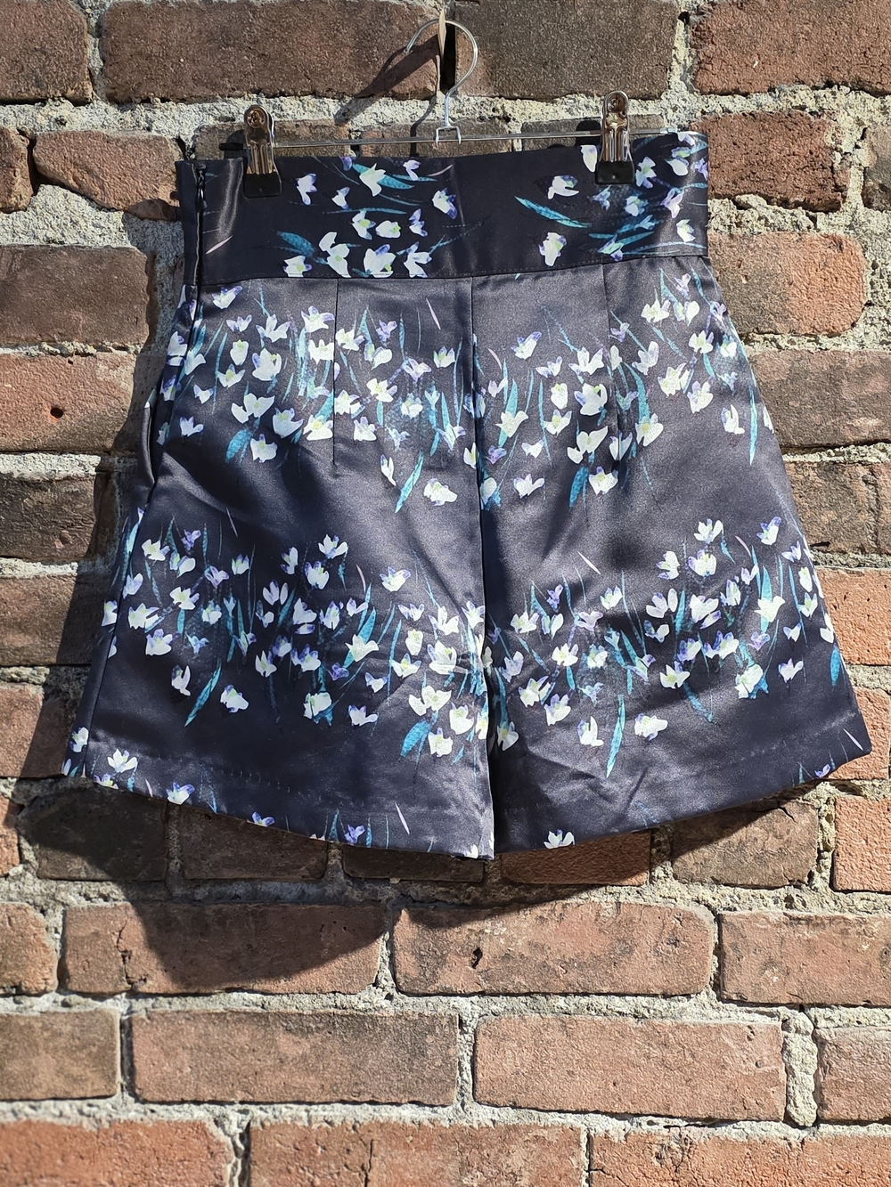 Women’s Black Floral Satin Shorts
